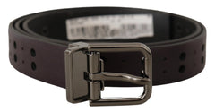 Dolce & Gabbana Burgundy Leather Perforated Metal Buckle Belt - 90 cm / 36 Inches - Belts