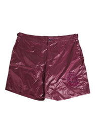 Dolce & Gabbana Burgundy Polyester Logo Embossed Crest Swimwear - IT48 | M - Swim Boxers