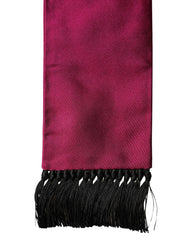 Dolce & Gabbana Burgundy Silk Fringe Neck Wrap Foulard 160.5cm x 8cm Scarf