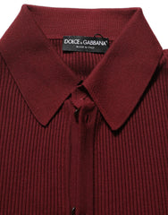 Dolce & Gabbana Burgundy Wool Button Down Cardigan Sweater - IT48 | M