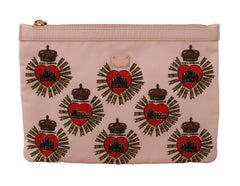 Dolce & Gabbana Clutch Pink D&G Logo Devotion Heart Toiletry Pouch Wallet - Toiletry Bags