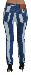 Dolce & Gabbana Cobalt Blue Stripes Skinny Denim Cotton Jeans - IT42|M - Jeans