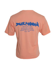 Dolce & Gabbana Coral Cotton Logo Print Short Sleeve T-shirt - IT46 | S - T-Shirts