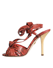 Dolce & Gabbana Coral Exotic Leather Heels Sandals Shoes - Heels