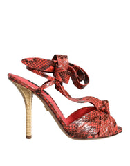 Dolce & Gabbana Coral Exotic Leather Heels Sandals Shoes - Heels