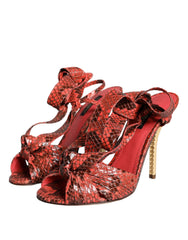 Dolce & Gabbana Coral Exotic Leather Heels Sandals Shoes - EU37/US6.5