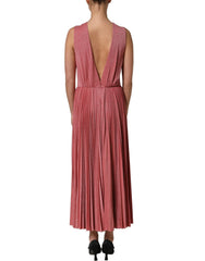 Dolce & Gabbana Coral Pink Pleated Sleeveless Max Dress - IT42|M