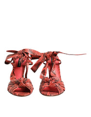 Dolce & Gabbana Coral Python Leather Heels Sandals Shoes - Sandals