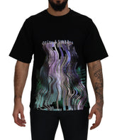 Dolce & Gabbana Cotton Black Printed Crewneck Tee T-shirt - IT44 | XS