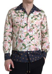 Dolce & Gabbana Cotton Polka Dot Lily Print Collared Shirt - IT38 | XS - Shirts
