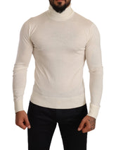 Dolce & Gabbana Cream Cashmere Turtleneck Pullover Sweater - IT46 | S - Sweaters