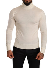 Dolce & Gabbana Cream Cashmere Turtleneck Pullover Sweater - IT46 | S - Sweaters