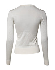 Dolce & Gabbana Cream Floral Silk Embellished Cardigan Sweater - IT36|XXS - Cardigans