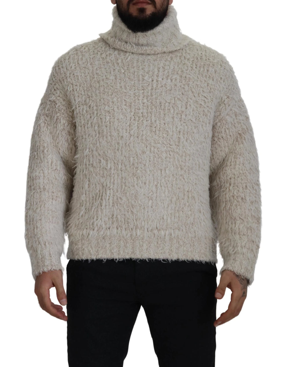 Dolce & Gabbana Cream Wool Knit Turtleneck Pullover Sweater - IT46 | S - Sweaters