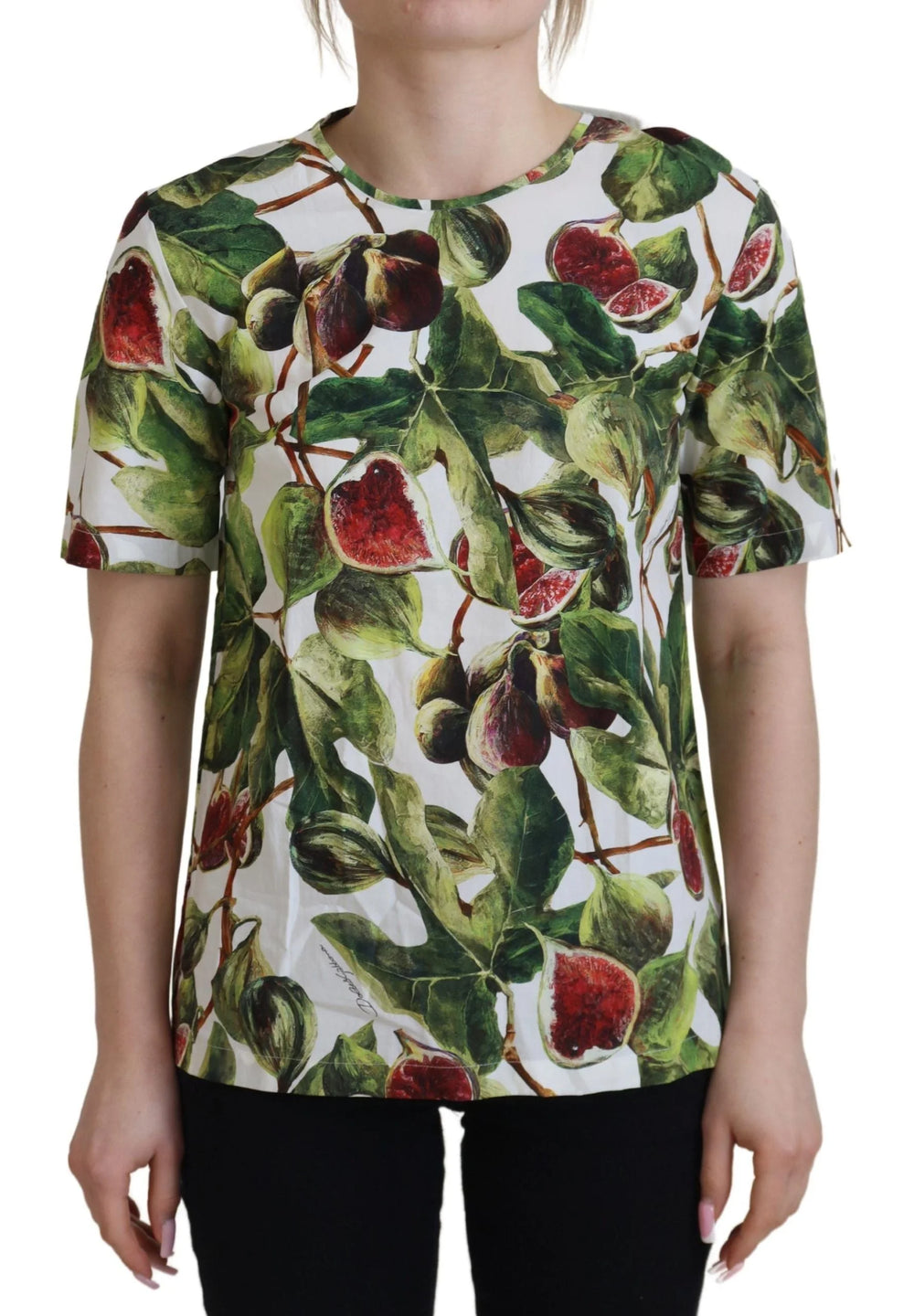 Dolce & Gabbana Crew-neck Cotton Top Blouse Fruit T-shirt - IT36 | XS - T-Shirts