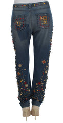 Dolce & Gabbana Crystal Roses Heart Embellished Jeans - Jeans