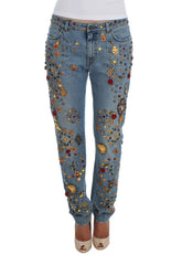 Dolce & Gabbana Crystal Roses Heart Embellished Jeans - Jeans