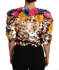 Dolce & Gabbana Crystal Sequined Floral Jacket Coat - Coats & Jackets