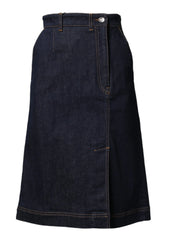 Dolce & Gabbana Dark Blue Cotton A-line Denim Midi Skirt