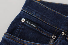 Dolce & Gabbana Dark Blue Cotton Denim SKINNY Jeans - IT58 | XXL - Jeans