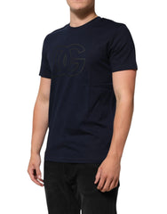 Dolce & Gabbana Dark Blue Cotton DG Logo Print Men’s Top T-shirt - T-Shirts