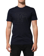 Dolce & Gabbana Dark Blue Cotton DG Logo Print Men’s Top T-shirt - T-Shirts