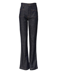 Dolce & Gabbana Dark Blue Cotton Flared Wide Leg Denim Jeans - IT36|XXS - Jeans