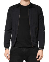 Dolce & Gabbana Dark Blue Cotton Full Zip Bomber Men Jacket - IT44 | XS