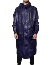 Dolce & Gabbana Dark Blue Cotton Hooded Men Raincoat Jacket - IT54 | XL - Rain Coats