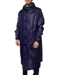 Dolce & Gabbana Dark Blue Cotton Hooded Men Raincoat Jacket - IT54 | XL - Rain Coats