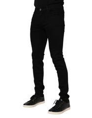 Dolce & Gabbana Dark Blue Cotton Logo Plaque GOLD Denim Jeans - IT54 | XL