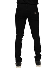 Dolce & Gabbana Dark Blue Cotton Logo Plaque GOLD Denim Jeans - IT54 | XL - Jeans