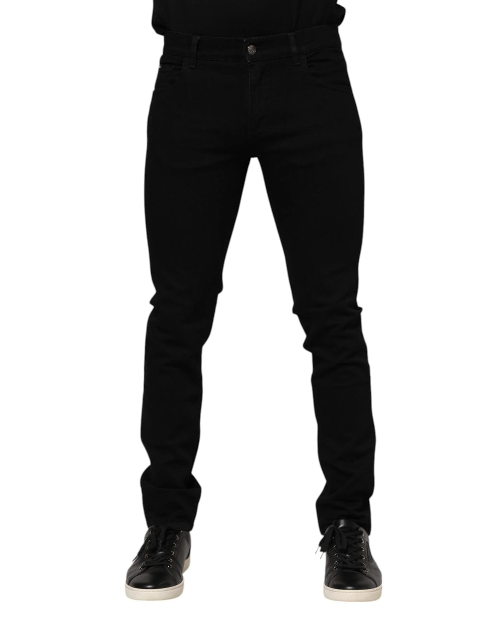 Dolce & Gabbana Dark Blue Cotton Logo Plaque GOLD Denim Jeans - IT54 | XL