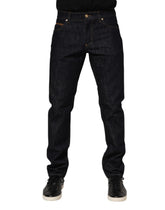 Dolce & Gabbana Dark Blue Cotton Logo Plaque Men Denim Jeans - IT46 | S - Jeans