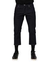 Dolce & Gabbana Dark Blue Cotton Logo Slim Fit Men Denim Jeans - IT48 | M - Jeans