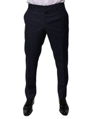 Dolce & Gabbana Dark Blue Cotton Men Dress Pants - IT46 | S - Trousers