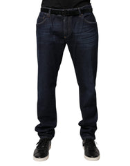 Dolce & Gabbana Dark Blue Cotton Skinny Denim Jeans - IT58 | XXL - Jeans