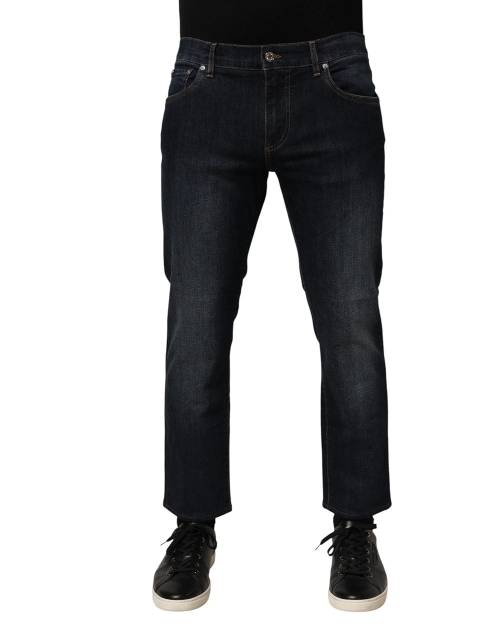 Dolce & Gabbana Dark Blue Cotton Skinny Men Denim Jeans - IT52 | XL - Jeans