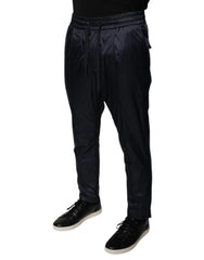 Dolce & Gabbana Dark Blue Cotton Skinny Sweatpants Pants - IT48 | M - Sweatpants