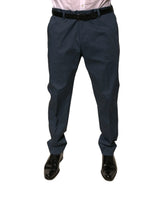 Dolce & Gabbana Dark Blue Cotton Stretch Skinny Men Dress Pants - Trousers