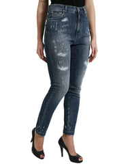 Dolce & Gabbana Dark Blue Distressed GRACE Skinny Denim Jeans - IT40|S - Jeans