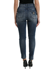 Dolce & Gabbana Dark Blue Distressed GRACE Skinny Denim Jeans - IT40|S - Jeans