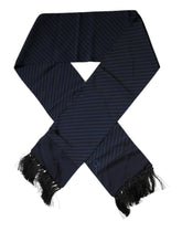 Dolce & Gabbana Dark Blue Fantasy Fringes Neck Wrap Scarf - Scarves & Shawls