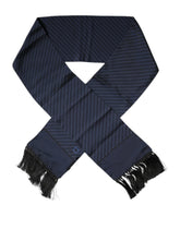 Dolce & Gabbana Dark Blue Fantasy Fringes Neck Wrap Scarf - Scarves & Shawls