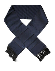 Dolce & Gabbana Dark Blue Fantasy Fringes Neck Wrap Scarf - Scarves & Shawls