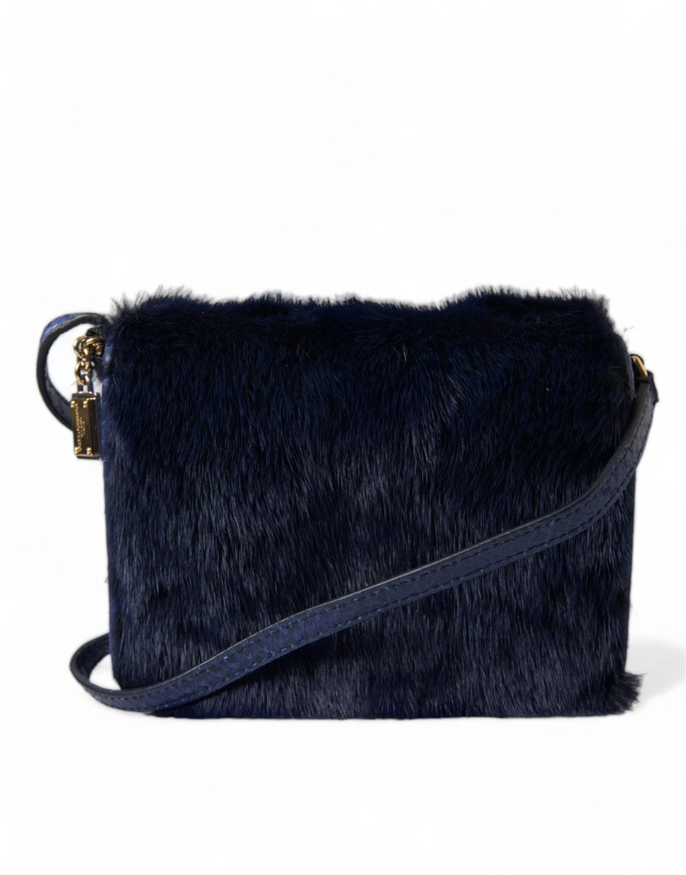 Dolce & Gabbana Dark Blue Fur Ayers Lily Twist Crossbody Shoulder Bag - Cross Body Bags