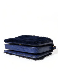 Dolce & Gabbana Dark Blue Fur Ayers Lily Twist Crossbody Shoulder Bag - Cross Body Bags