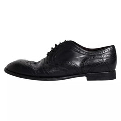 Dolce & Gabbana Dark Blue Leather Derby Wingtip Formal Shoes - EU44/US11