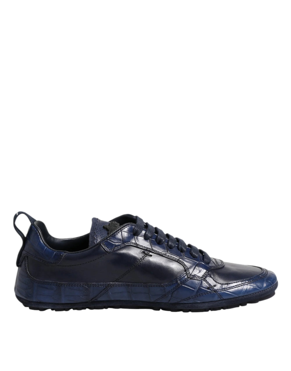Dolce & Gabbana Dark Blue Leather Low Top Men Sneakers Shoes - Sneakers