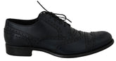 Dolce & Gabbana Dark Blue Leather Wingtip Oxford Dress Shoes - Shoes